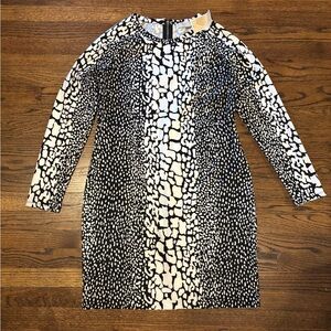 NEW MICHAEL KORS Black & White Animal Print Shift Dress